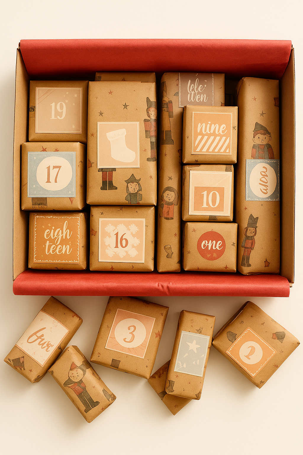 advent calendar with numbered boxes on a white background
