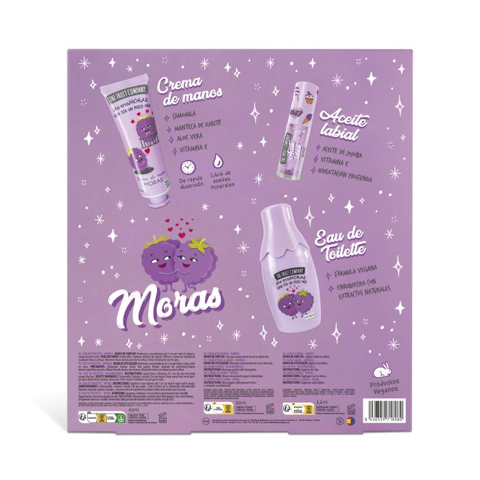 Product packaging with 'Moras' branding on a purple background