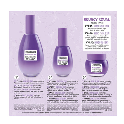 Purple skincare product set with bottles and a jar on a light purple background