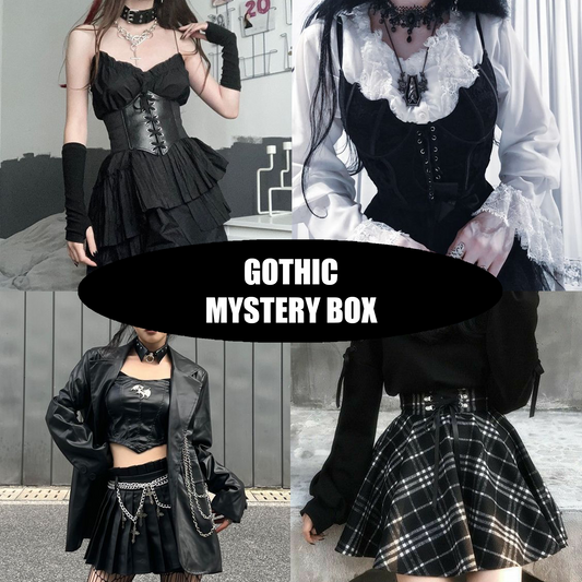 Gothic mystery box featuring unique clothes and accessories for a stylish, dark fashion look