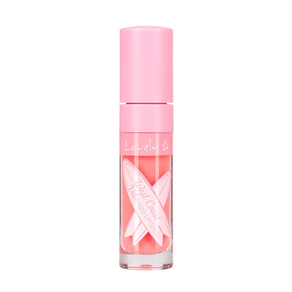 Pink bottle with a white label on a white background