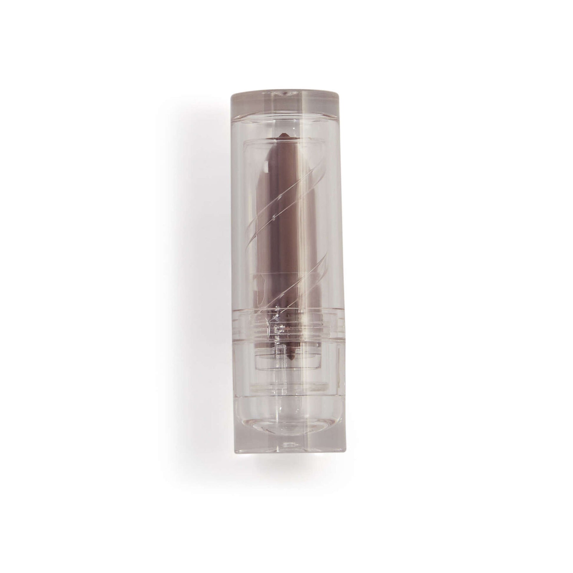 Clear cylindrical wall sconce with a dark fixture on a white background