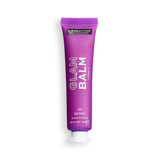 Purple tube of Glam Balm lip balm on a white background