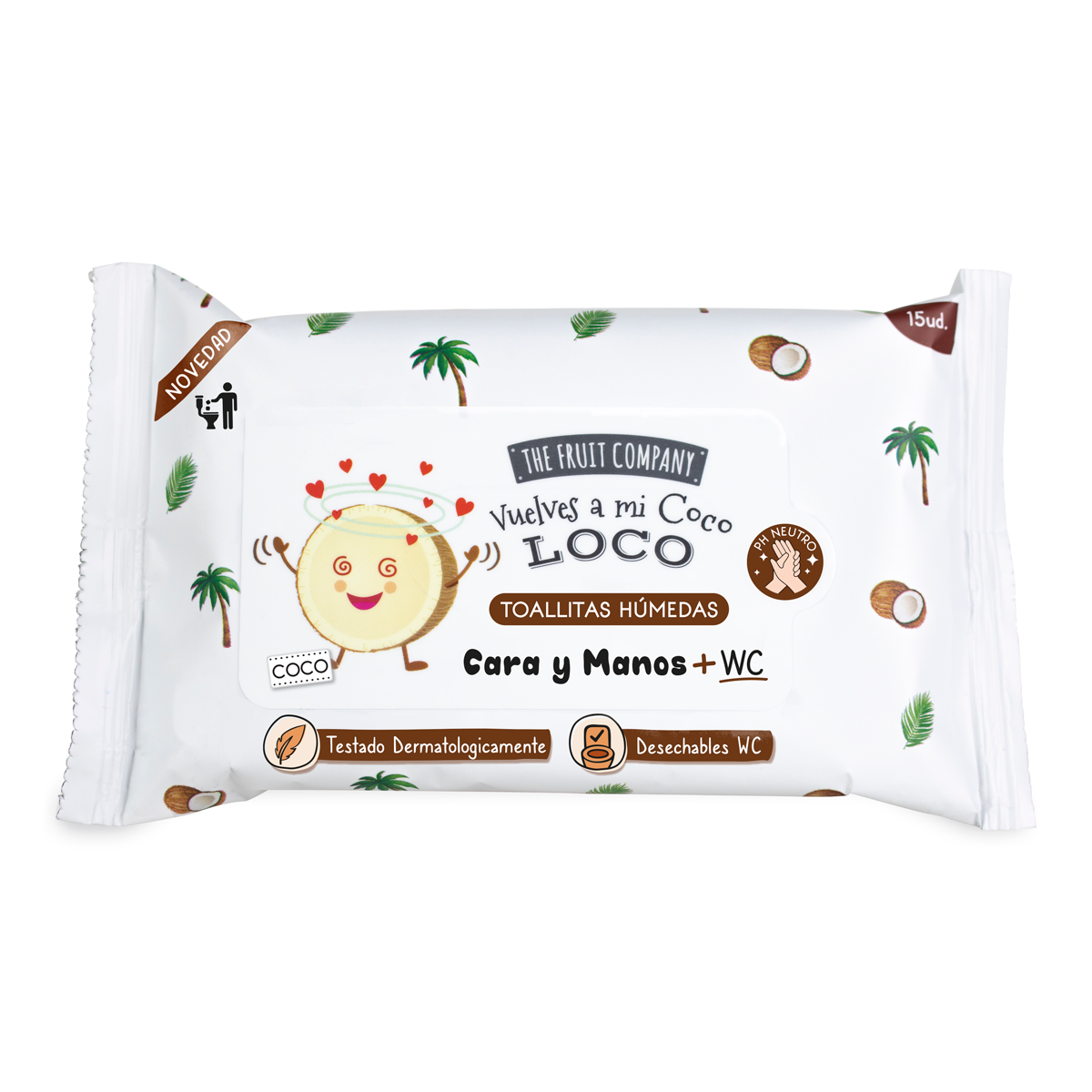 Package of The Fruit Company coconut-themed wet wipes on a white background